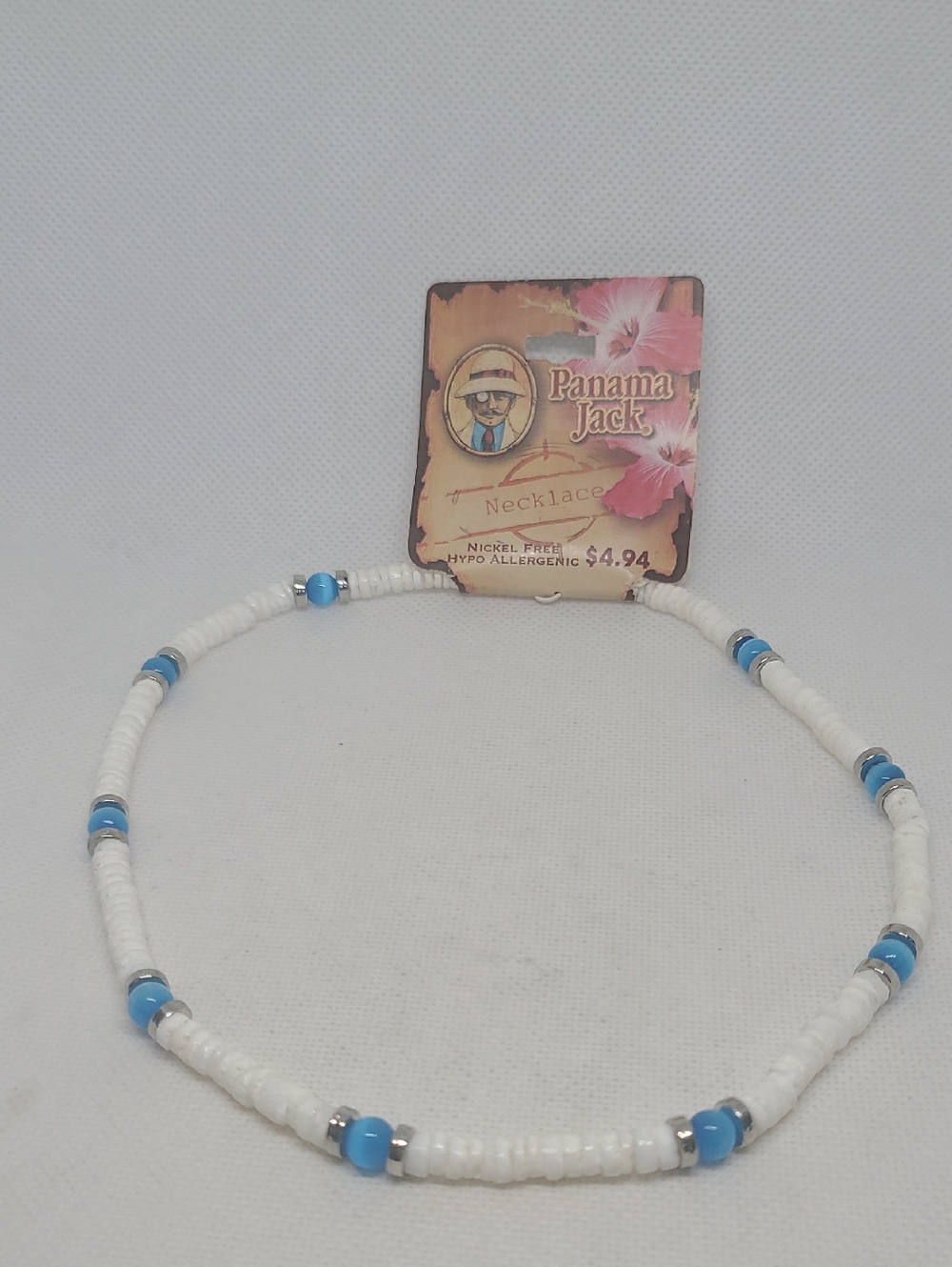 Panama Jack White and Blue Accent Beaded Necklace/choker